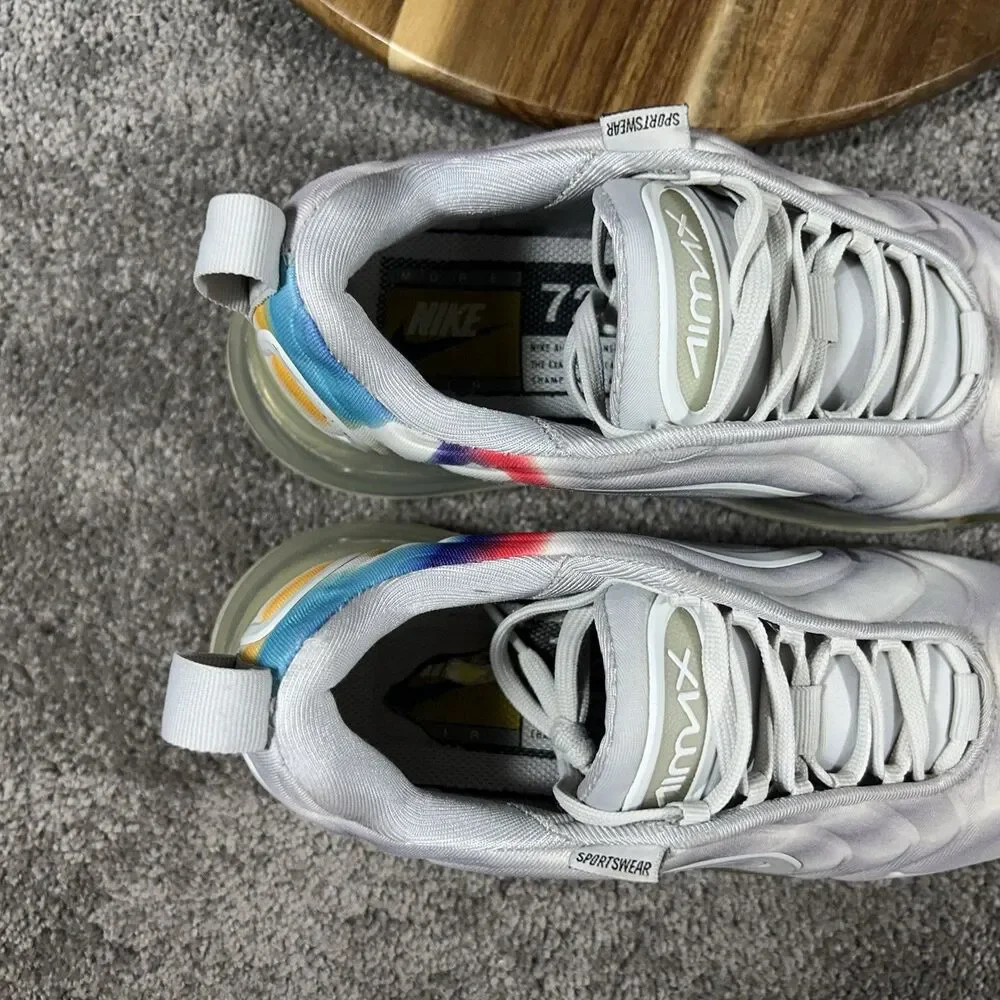 Nike Air Max 720 AQ3196-010 Youth Size 4Y Airbrush Gray Rainbow Athletic Shoes